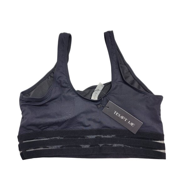 Tempt Me Womens Black High Waist Bikini Set Mesh Panel Striped Details Size S - Picture 7 of 7